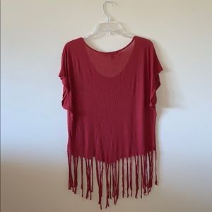 living doll Tops - Distressed Rust Colored Top living doll Tops - Distressed Rust Colored Top